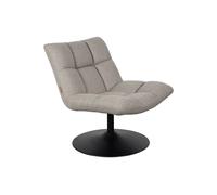 Fauteuil en tissu gris clair, rembourré, fixe, style 70s, uni - Dutchbone, Jolien - 66x81x78 cm