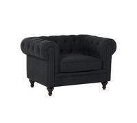 Fauteuil en Tissu Gris Dossier à Points Diamant Style Classique Chesterfield