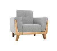 Fauteuil scandinave en tissu gris et bois clair FJORD