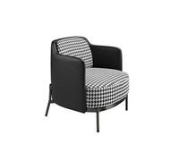 Fauteuil en tissu noir et blanc et similicuir noir