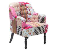 Fauteuil en Tissu Patchwork Multicolore Rembourré Epais 2 Pieds Différents Manda