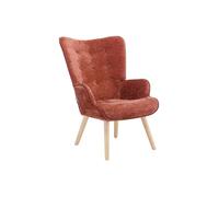 Fauteuil en tissu texturé terracotta VATELY