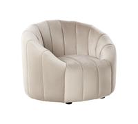 Fauteuil en Velours Assise Capitonné Dossier Bas Beige Malung