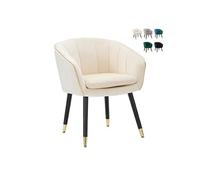 Fauteuil en velours avec bordure dorée Paris - Crème