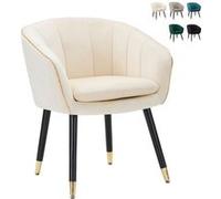 Fauteuil en velours avec bordure dorée Paris - Crème Crème et doré G