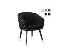 Fauteuil en velours avec bordure dorée Paris - Noir
