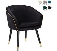 Mauro Ferretti Fauteuil Paris en velours, bordure dorée Noir et doré G