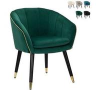 Fauteuil en velours avec bordure dorée Paris - Vert foncé