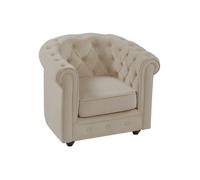 Fauteuil en velours beige CHESTERFIELD