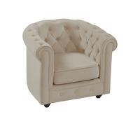 Fauteuil en velours beige CHESTERFIELD