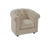 Fauteuil en velours beige CHESTERFIELD