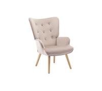 Fauteuil en velours beige VATELY