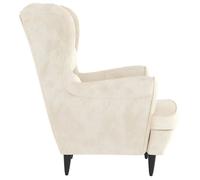 Fauteuil en velours blanc crème - WIENS - 74x84x100 cm - Velours polyester - Contreplaqué - Charge maximale 110 kg