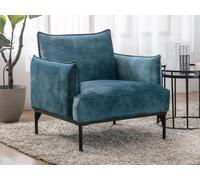 Fauteuil en velours bleu canard JOEL