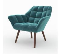 Fauteuil en velours bleu canard - Simba - Maison Pavane