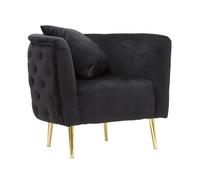 Fauteuil en Velours "Bucarest" 76cm Noir Noir