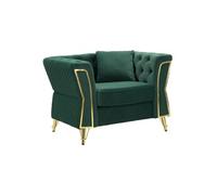 Fauteuil en Velours Capitonné "Emy" 104cm Vert
