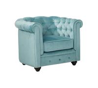 Fauteuil CHESTERFIELD - Velours bleu pastel