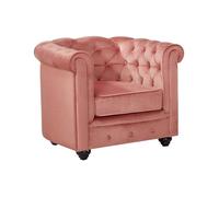 Fauteuil CHESTERFIELD - Velours rose pastel