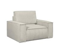 Fauteuil en velours côtelé beige AMELIA