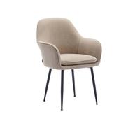 Fauteuil en velours côtelé beige et pieds en métal noir mat. L 57 x P 59 x H 84.5