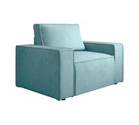 Fauteuil en velours côtelé bleu turquoise AMELIA