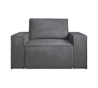 Fauteuil en velours côtelé gris anthracite AMELIA