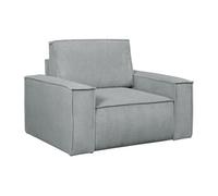 Fauteuil en velours côtelé gris clair AMELIA