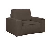 Fauteuil en velours côtelé marron AMELIA