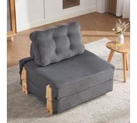 Fauteuil en Velours Côtelé Nordique,Canapé-Lit Pliant,Dossier Matelassé (Grey)