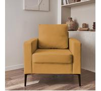 Fauteuil en velours côtelé ocre - Bjorn - Canapé 1 place fixe droit pieds métal