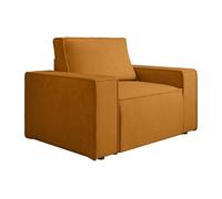 Fauteuil en velours côtelé orange clair AMELIA