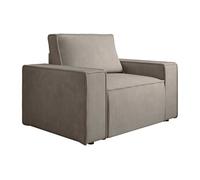 Fauteuil en velours côtelé taupe AMELIA