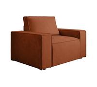 Fauteuil en velours côtelé terracotta AMELIA