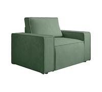 Fauteuil en velours côtelé vert amande AMELIA