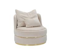 Fauteuil en Velours Design "Paris" 84cm Crème & Or