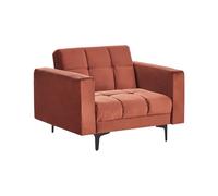 Fauteuil en Velours Dossier Inclinable 3 Positions Capitonné Rouge Alnes