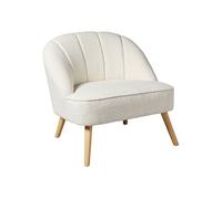 - Fauteuil en velours et pieds en bois NAOVA - Blanc - Naova