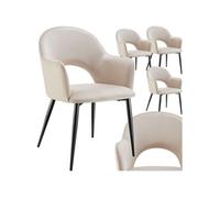Fauteuil en velours et rembourré Lot de 4 crème