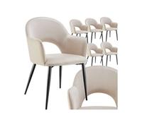 Fauteuil en velours et rembourré Lot de 6 crème