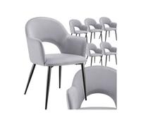 Chaises - TECTAKE - Lot 6 Fauteuils SACHEL aspect velours rembourré charge maximale 120 kg avec pieds en acier - Gris clair