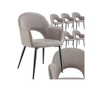 Fauteuil en velours et rembourré Lot de 6 taupe