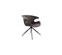 Fauteuil en velours gris, fixe, cadre en acier noir, pieds inclinés - Zuiver, Mia - 63x62x79 cm