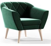 Fauteuil en velours GUTTO Fauteuil en velours vert KARO Fauteuil inclinable TV en style scandinave Fauteuil tapissé sur de hauts pieds en bois, haut n