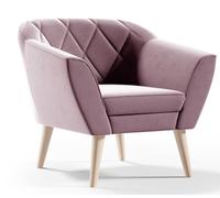 Fauteuil en velours GUTTO, fauteuil relax rose KARO, fauteuil TV de style scandinave, fauteuil rembourré sur hauts pieds en bois, hauts pieds, m