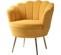 Fauteuil en Velours HULALA HOME avec Dossier Épais, Design Moderne et Pieds Dorés, Idéal pour le Salon et la Chambre, Jaune