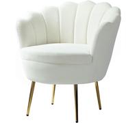 Fauteuil en velours HULALA HOME avec dossier épais, fauteuil de salon moderne avec pieds dorés, fauteuil confortable avec accoudoir pour salon et chambre, blanc