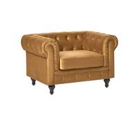 Fauteuil en velours jaune moutarde CHESTERFIELD - BELIANI - 1 place - Intérieur - Avec accoudoirs - Salon