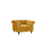Fauteuil en velours jaune moutarde CHESTERFIELD - BELIANI - 1 place - Intérieur - Avec accoudoirs - Salon