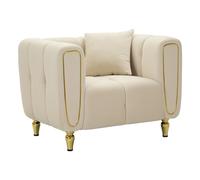 Fauteuil en Velours Matelassé "Alma" 97cm Crème